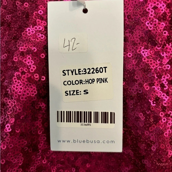 NWT blue b. collection womens hot‎ pink sequin crop top   feather trim Medium - Picture 4 of 6